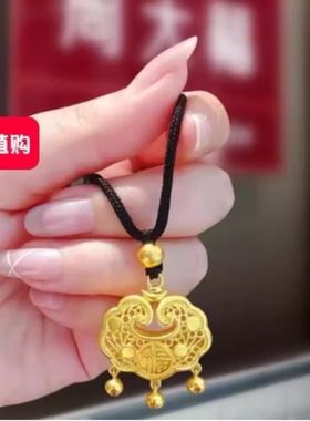 新款爆款仿黄金色吊坠八宝罗盘女生沙金项链编织绳百搭葫芦镀金