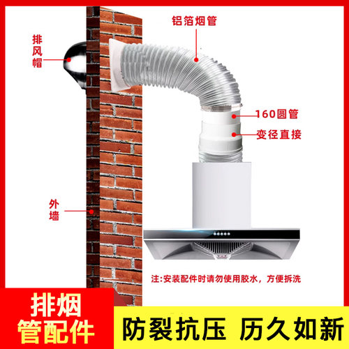 UPVC排水管配件排烟塑料管出风口180×160直接三通弯头烟道油烟机 - 图1