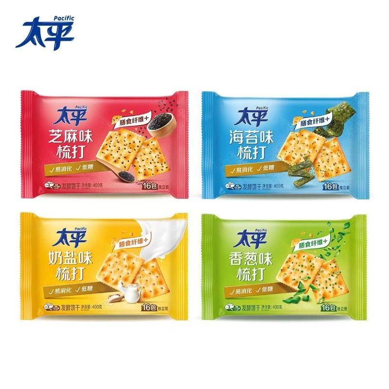 亿滋太平苏打饼干400g梳打香葱奶盐海苔芝麻咸味零食办公室营养 - 图3