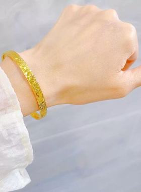 爆闪沙金碎金碎碎冰手镯高级感2025龙年新款时尚仿婚嫁百搭镯礼物