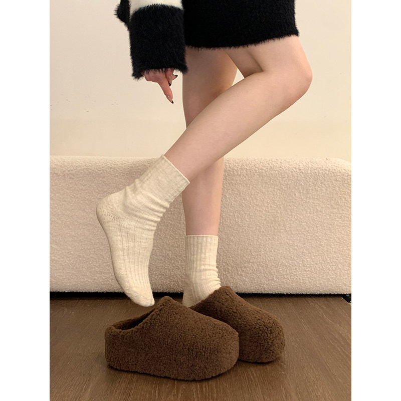 厚底增高加绒勃肯鞋包头半拖棉拖鞋女冬外穿2025新款毛毛拖鞋高跟,淘宝优惠券,粉丝福利购,淘宝优惠卷