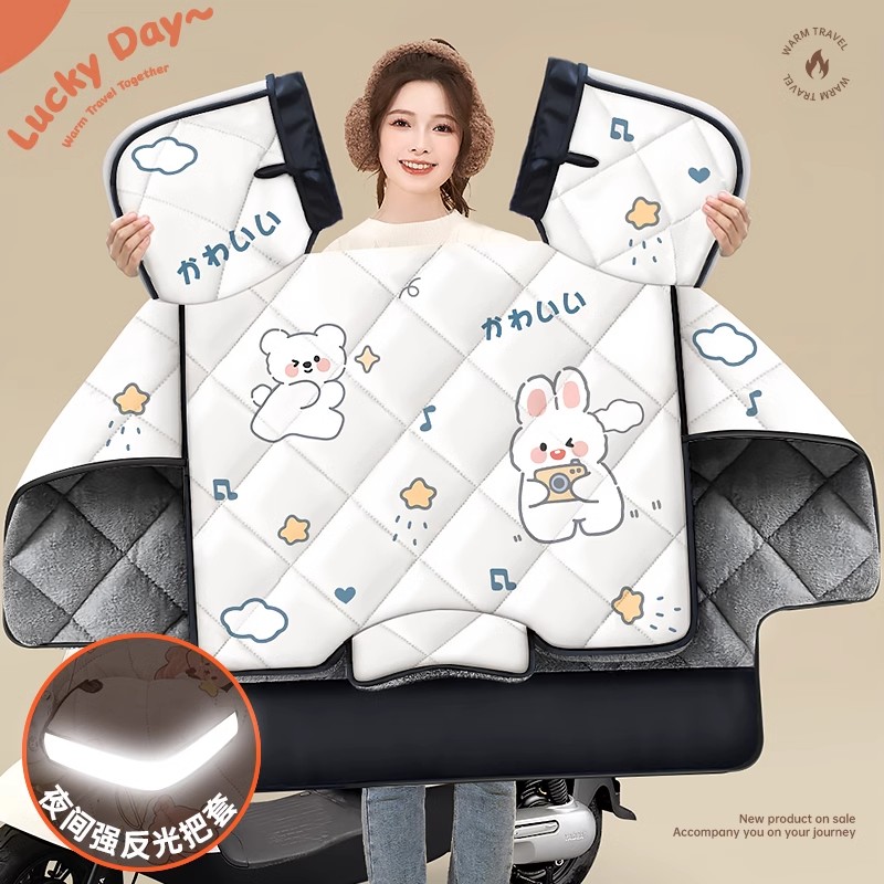 电动车挡风被冬季加绒加厚围脖冬天电瓶车四季通用防水防风罩2025 - 图0