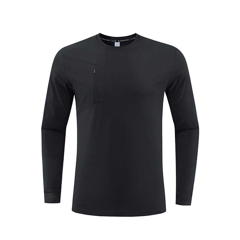 2025新款长袖胸前口袋圆领卫衣速干运动T恤衫男士户外健身跑步服,淘宝优惠券,粉丝福利购,淘宝优惠卷