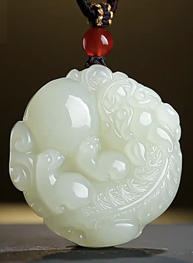 送证书天然新疆和田市方解石玉有求必应招财貔貅玉石吊坠挂件送礼