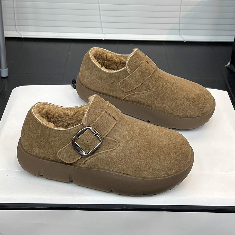 厚底毛毛勃肯鞋女2025冬季新款复古真皮加绒保暖棉鞋软底百搭单鞋,淘宝优惠券,粉丝福利购,淘宝优惠卷