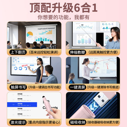 翻页笔教师用多功能【全新升级】伸缩多媒体教鞭ppt遥控笔适用希沃电子白板触屏书写课件控制激光一体机触控 - 图3