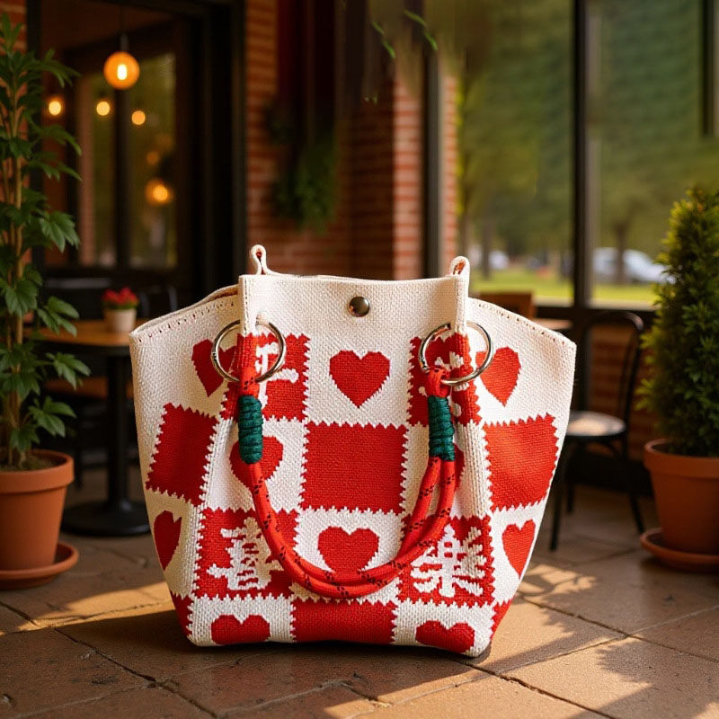 手提包女新款时尚可爱卡通动物大容量便携收纳包通勤单肩包编织包,淘宝优惠券,粉丝福利购,淘宝优惠卷