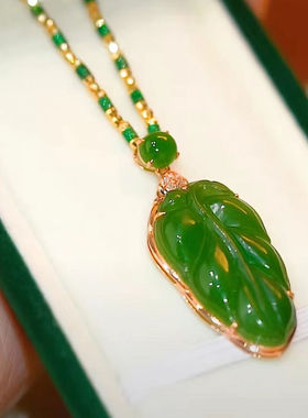 爆款款金枝玉叶原创设计美人腰玉石项链气质时尚项链个性百搭吊坠