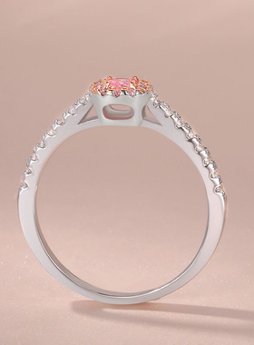 JZ334粉色彩色钻镀金微镶仿真钻戒正方钻公主女士礼物女款戒指