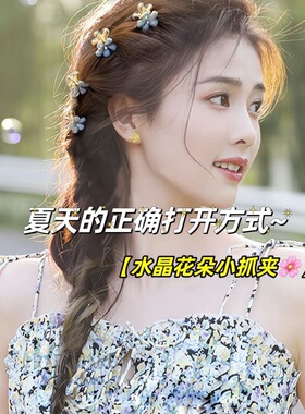 合金水晶花朵小抓夹碎发夹迷你山茶花刘海侧边夹甜美公主头发饰
