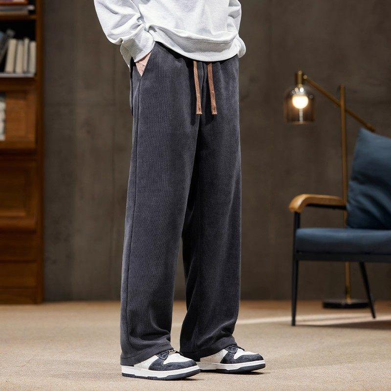雪尼尔休闲裤男士秋冬季直筒宽松长裤工装运动加绒加厚灯芯绒卫裤,淘宝优惠券,粉丝福利购,淘宝优惠卷