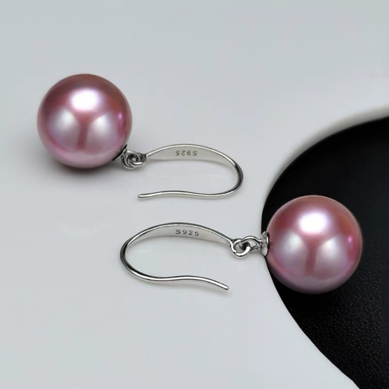 诸暨淡水珍珠耳钩女S925银紫色正圆强光爱迪生耳环高级感耳饰礼物,淘宝优惠券,粉丝福利购,淘宝优惠卷