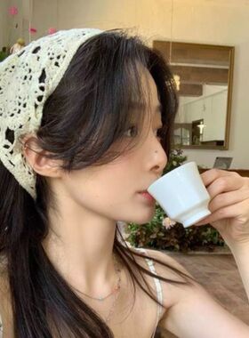 头巾三角巾针织女田园风2026新款法式头饰网红同款包头钩花发带