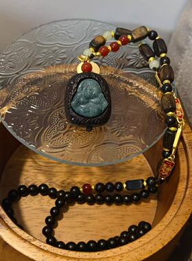 蓝水翡翠佛牌毛衣链DIY文玩配饰手串手链隔珠编绳挂件创意配饰