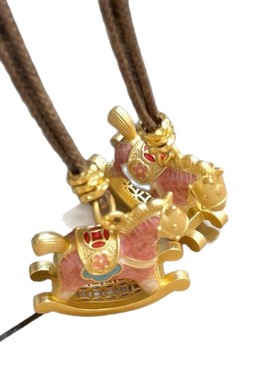 [摇摇马]小马可爱粉色蓝色木马铜钱财毛衣链长款项链女吊坠配饰款