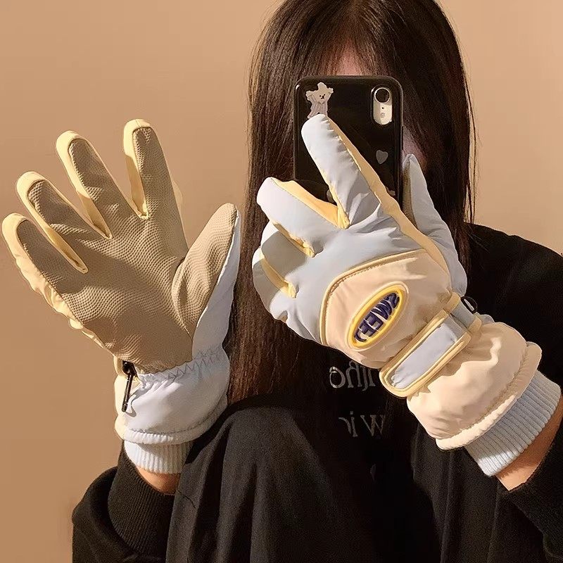 滑雪手套女冬季保暖骑行可爱全指触屏加绒加厚防寒防泼水骑电动车,淘宝优惠券,粉丝福利购,淘宝优惠卷
