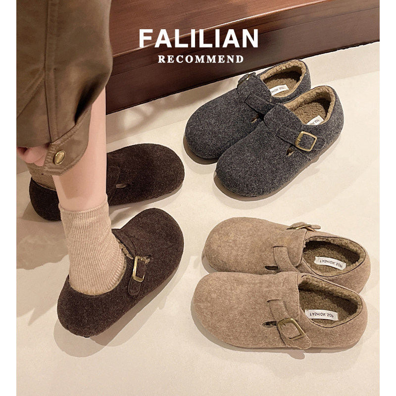 灰色勃肯鞋女鞋子2025秋冬新款爆款一脚蹬懒人鞋加绒博肯棉鞋平底,淘宝优惠券,粉丝福利购,淘宝优惠卷
