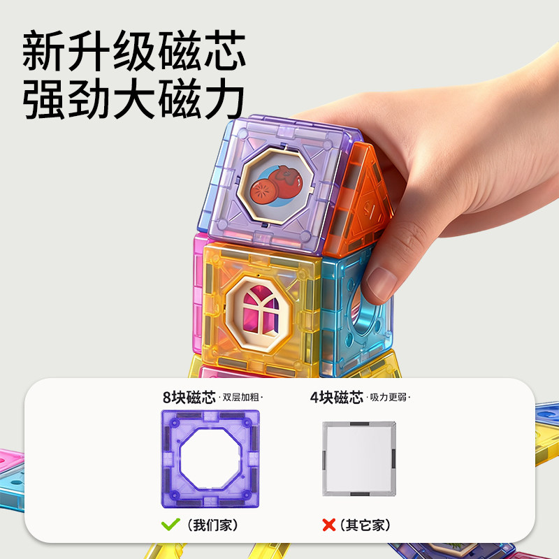 儿童彩窗轨道磁力片管道积木拼装思维益智玩具男女孩礼物强磁百变,淘宝优惠券,粉丝福利购,淘宝优惠卷
