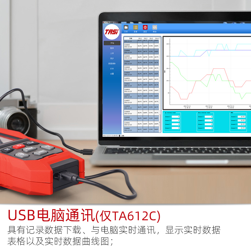 特安斯K型J型热电偶测温仪工业高精度接触式模具表面温度计TA612C - 图2