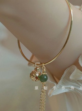 新中式银色铃铛手镯手环女生开口可调节闺蜜礼物手环气质首饰