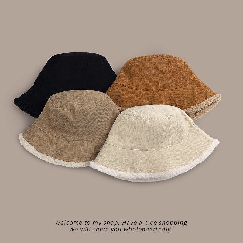 2025新款羊羔毛渔夫帽子女秋冬季保暖毛绒帽显脸小盆帽黑色骑行,淘宝优惠券,粉丝福利购,淘宝优惠卷