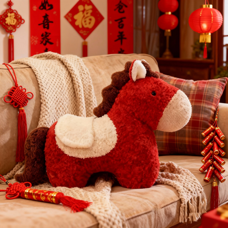 新年吉祥物马年靠枕靠垫异形毛绒玩具沙发客厅装饰摆件小马礼物,淘宝优惠券,粉丝福利购,淘宝优惠卷