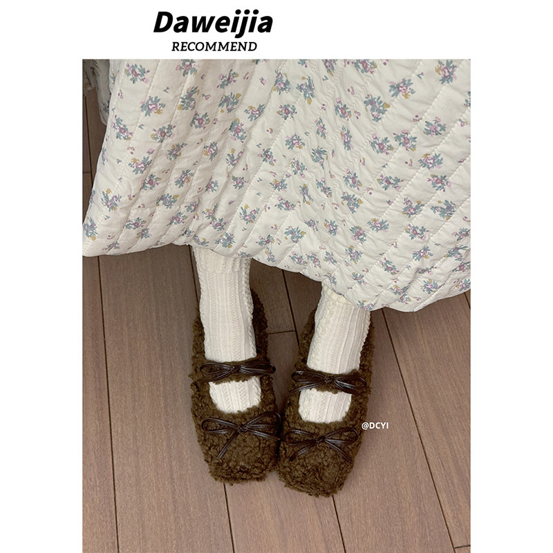 DCYI内增高加绒毛毛鞋女秋冬外穿芭蕾鞋玛丽珍棉鞋单鞋毛绒白色,淘宝优惠券,粉丝福利购,淘宝优惠卷