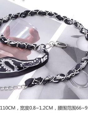 腰间配饰腰带女链条丝带丝巾复古百搭高级感辣妹亚比风腰链皮带红
