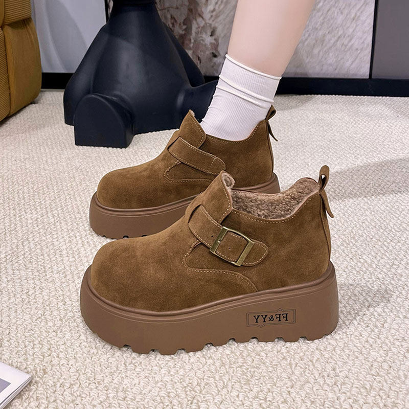 厚底增高勃肯鞋女加绒雪地靴短靴子2025新款冬季高帮女鞋乐福棉鞋,淘宝优惠券,粉丝福利购,淘宝优惠卷