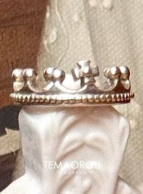 vintage古著【假面舞会】面具人开口银色戒指小众设计叠戴食指戒