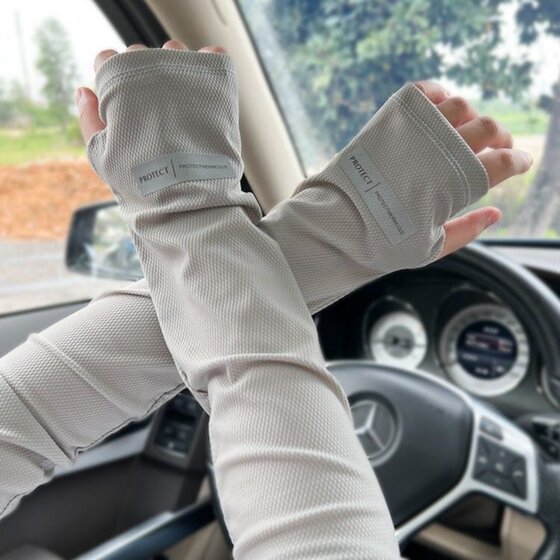 Ice silk sun protection sleeves plus size summer driving