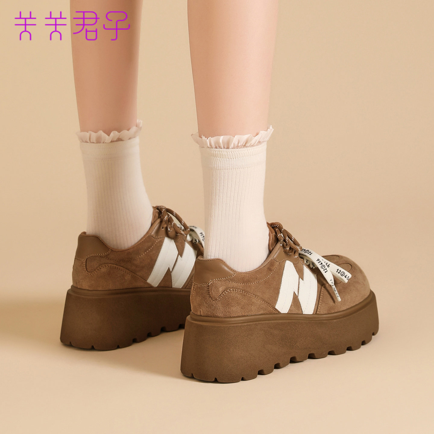 圆头勃肯鞋女2026春季新款真皮复古小个子增高厚底单鞋休闲松糕鞋,淘宝优惠券,粉丝福利购,淘宝优惠卷