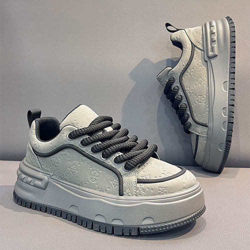 男鞋2026新款春季厚底小白板鞋皮质百搭休闲运动软底增高老爹鞋子 - 图0