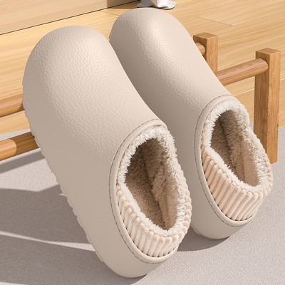 防水棉拖鞋女士2025新款冬季居家防滑保暖加绒勃肯包跟棉鞋男外穿