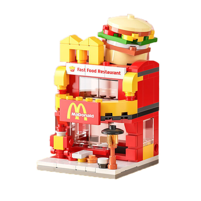 儿童小颗粒街景立体模型积木女孩创意城市玩具冰淇淋蛋糕汉堡章鱼,淘宝优惠券,粉丝福利购,淘宝优惠卷