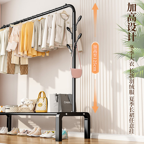 简易晾衣架落地卧室可折叠挂衣服架子阳台晒衣服的架子宿舍衣杆架 - 图2