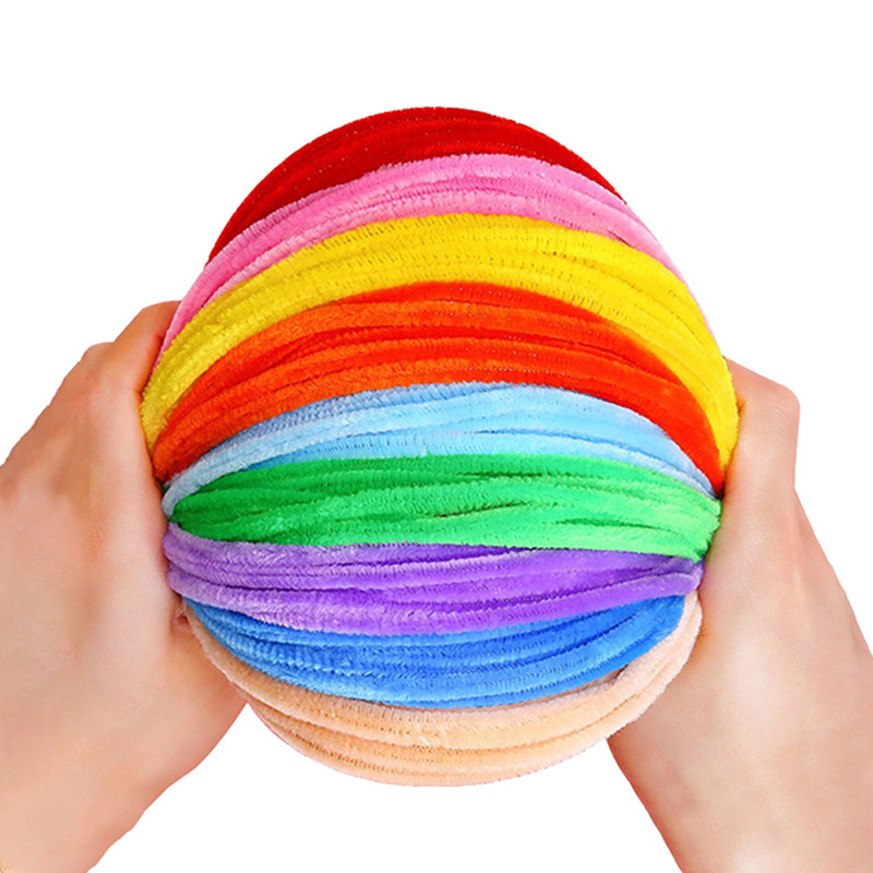 马卡龙毛根扭扭棒花束手工diy材料包加密彩色毛条发箍妞妞棒花蕊