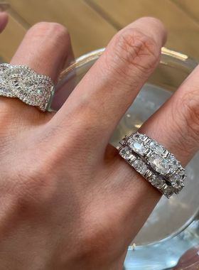 老钱风爆闪重工排钻戒指女轻奢高级感食指戒2025新款爆款贵气大气