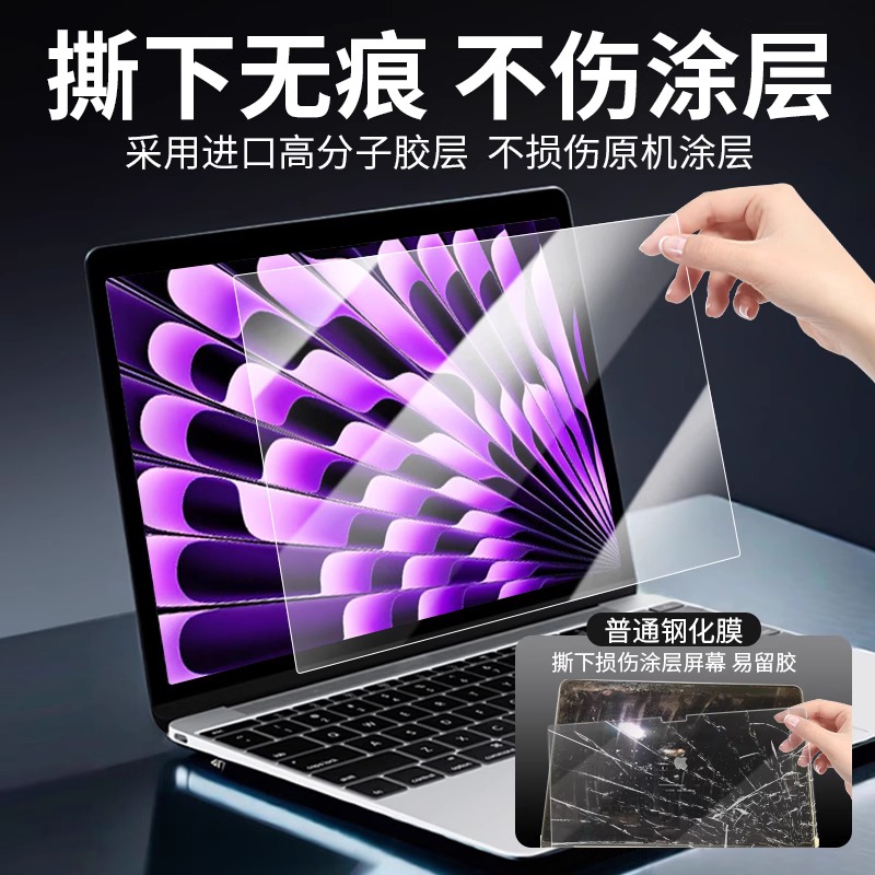 适用苹果macbookpro屏幕膜air13.6钢化膜Pro14笔记本电脑macbookair磁吸防窥膜m4防蓝光护眼膜m3保护膜AR贴膜 - 图1