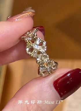 显贵!中古咖啡蝴蝶戒指小众设计高级感开口食指戒百搭气质轻奢