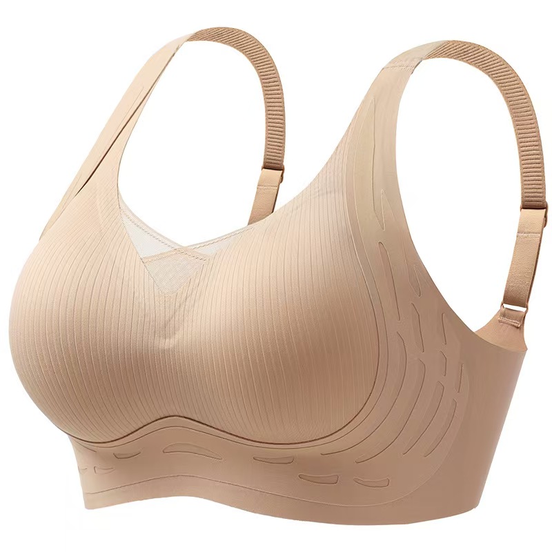 轻薄提拉无痕内衣女大胸显小胸聚拢乳胶无钢圈收副乳防下垂文胸罩 - 图3