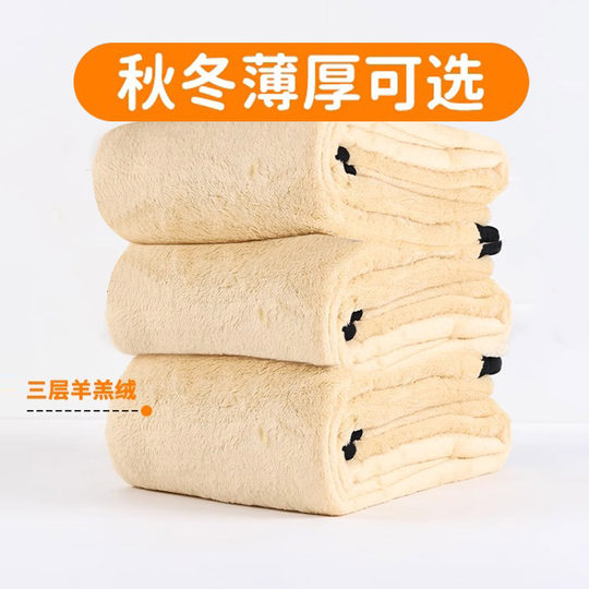 妈妈春秋宽松裤子外穿加厚中老年羊羔绒女裤冬款棉裤女加绒保暖裤