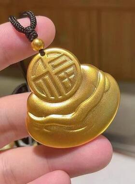 古法越南沙金弥勒佛吊坠中式男女款本命佛项链仿真金实心佛公挂坠