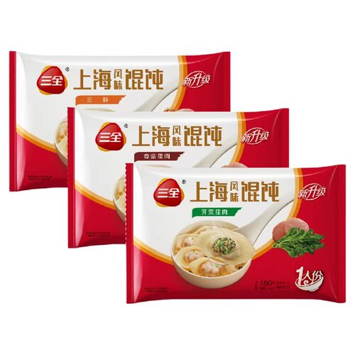 三全上海风味香菇猪肉三鲜荠菜馄饨150g营养 - 图3
