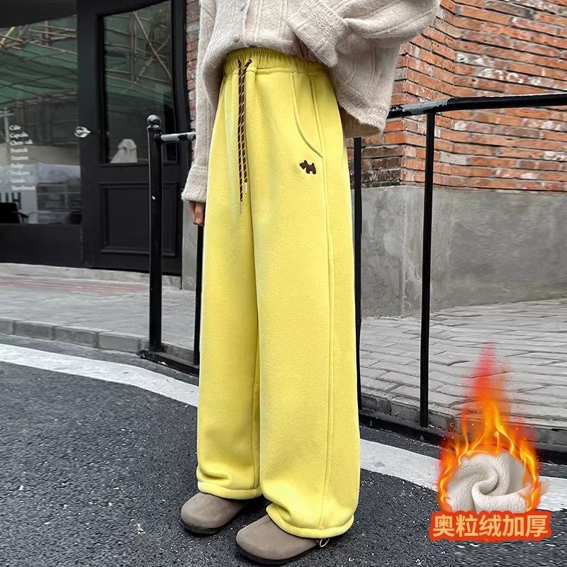 直筒裤子加绒秋冬新款大童女孩外穿休闲宽松大码运动裤一体绒加厚,淘宝优惠券,粉丝福利购,淘宝优惠卷