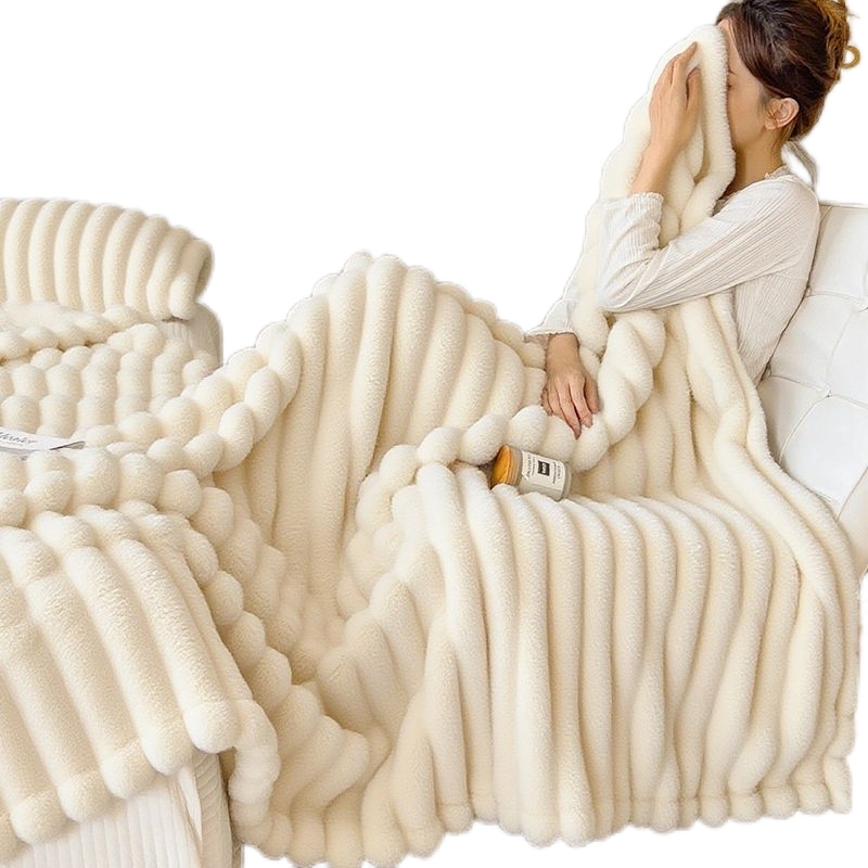 毛毯兔绒冬季沙发宿舍盖毯加厚披肩学生四季通用午睡小毯子床上用