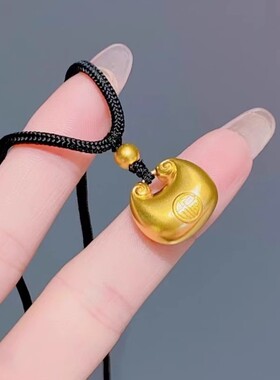 小金坨吊坠金古法黄金色项链女高级感转运珠吊坠平安锁送女友礼物