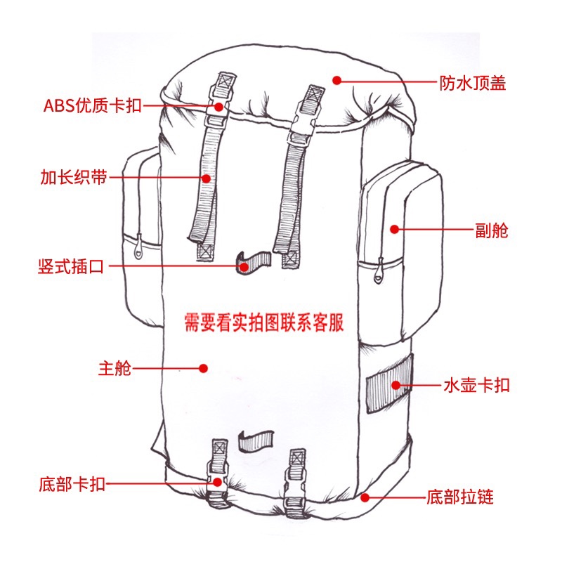 户外迷彩背囊携行具男女大容量野营登山包双肩背包防穿刺防水防雨