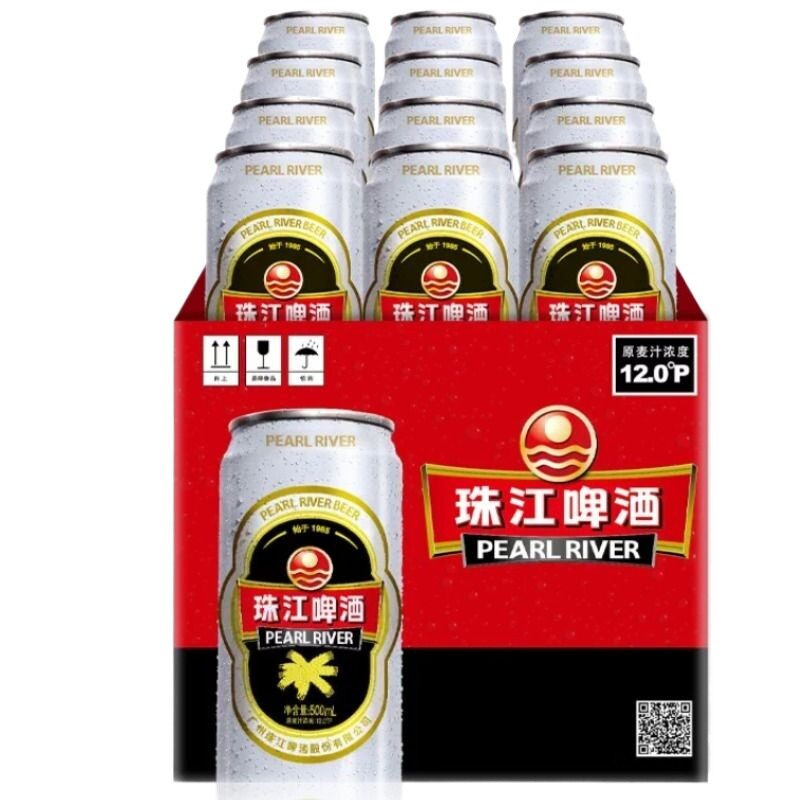 珠江12度老珠江啤酒500mL*12罐