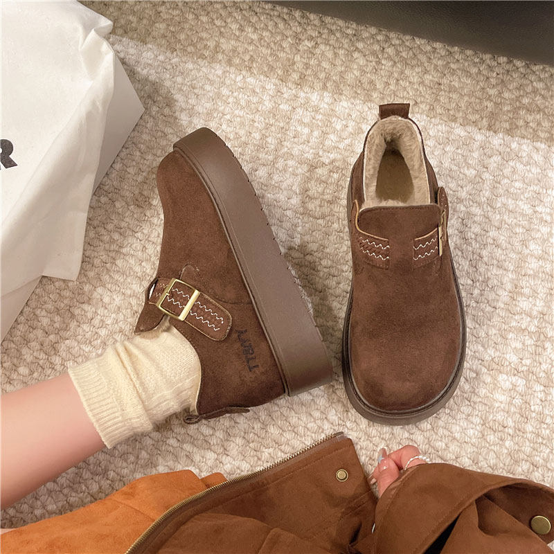 加绒豆豆勃肯鞋女厚底保暖毛毛雪地靴2025新款冬季鞋子东北大棉鞋,淘宝优惠券,粉丝福利购,淘宝优惠卷